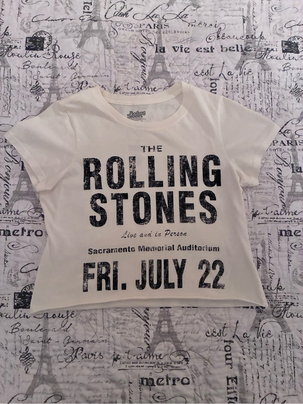 the Rolling Stones top - Cream with Black Print